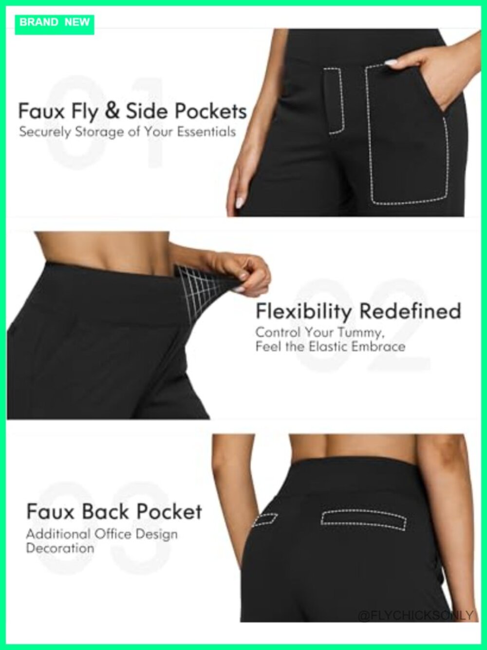 Wide Leg Yoga Pants with Pockets High Waist Stretch Casual Sweatpants - Picture 4 of 6